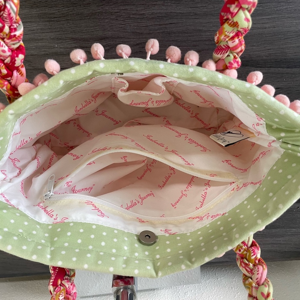 Quilted Pink and Green Tote Bag by Isabella's Journey - Picture 3 of 9